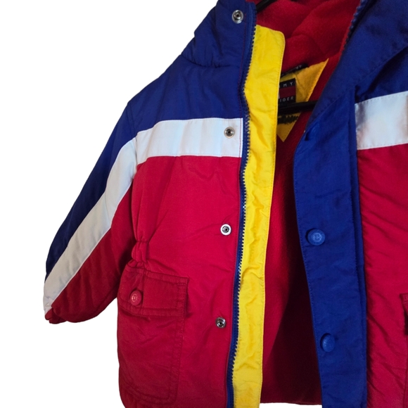 90's puffer Tommy Hilfiger  Logo patch Zip Up Jacket 2t - Picture 3 of 6